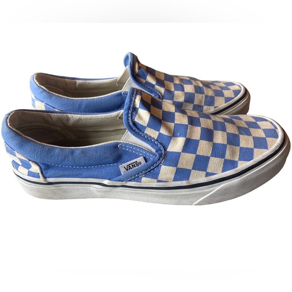 Blue & White VANS Off The Wall Checkered Slip On Skate Shoes Women’s 7.5 Men’s 6